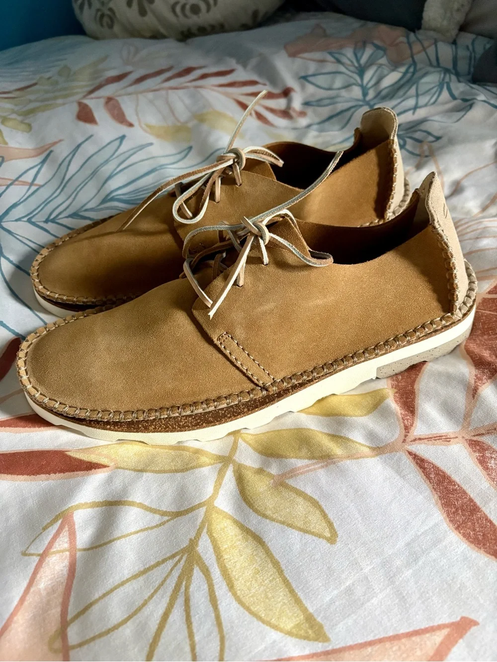 NEW Clarks Dakin Walk Tan Suede Leather Lace-Up Oxford Walking Shoes Sz. 13